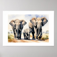 Arte de vida silvestre en acuarela de familia de e