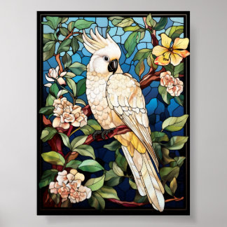 Arte de vidrio emplomado de Cacatúa Blanca