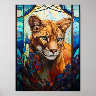 Arte de vidrio emplomado de Puma