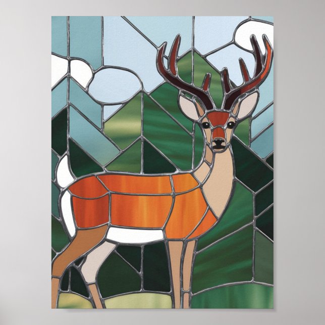 Arte de vidrio emplomado, estilo ciervo de arte de (Frente)