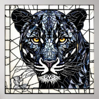 Arte de vidrio teñido de Pantera Negra 🐆 Regalo p