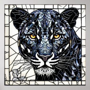 Arte de vidrio teñido de Pantera Negra 🐆 Regalo p