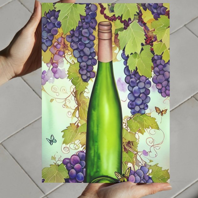 Arte de vino acuarela (Choose digital format and print your own at home!)