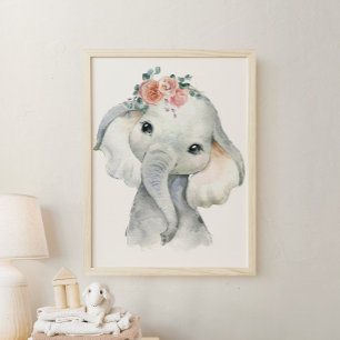 Arte de vivero de animales de safari Acuarela Elef