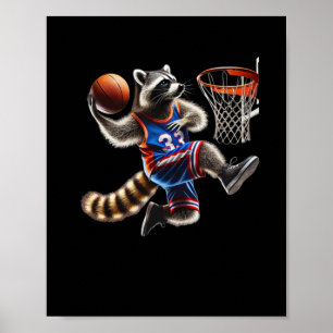 Arte de volcada de baloncesto de mapache - Ilustra