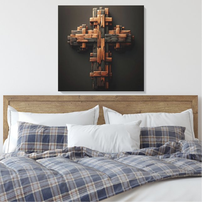 Arte de Wood Cross Canvas (Insitu(Dormitorio))