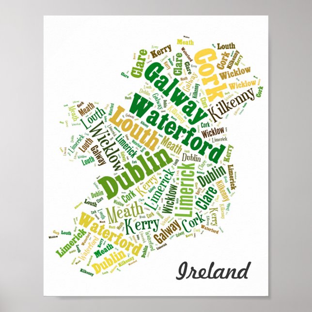 Arte de Word de Ciudades de Irlanda (Frente)