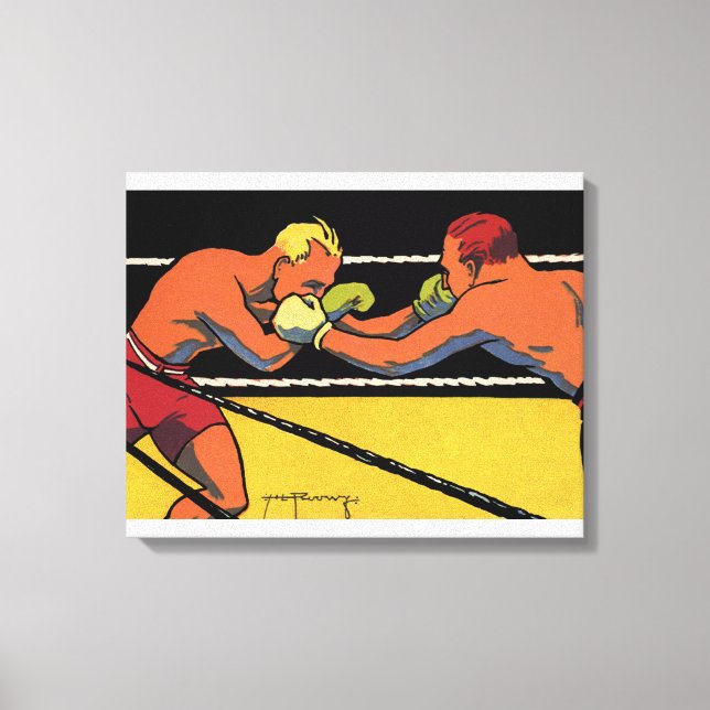 Arte Deco Antiguo Boxeo Deportivo, Boxeadores Golp (Anverso)