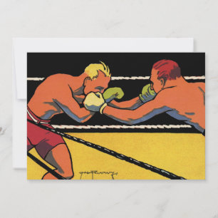 Arte Deco Antiguo Deportes Boxeo, Boxeadores Golpe