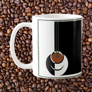 Arte Deco Antiguo, Taza de Café con Vapor