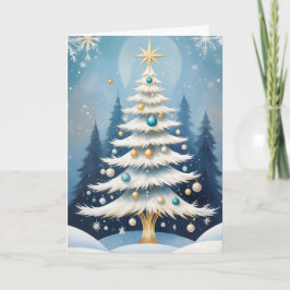 Arte Deco Árbol de Navidad Blanco Estrello Metaliz