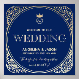 Arte Deco Azul Bienvenida Boda