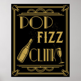 Arte deco cartel de la fiesta Pop Fizz Clink