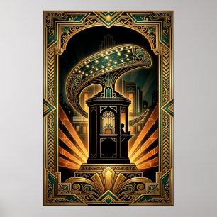 Arte Deco Ciberborg Silueta de Claqueta de Arte