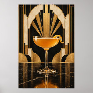 Arte Deco Cóctel Dorado – Lujo Negro y Dorado B