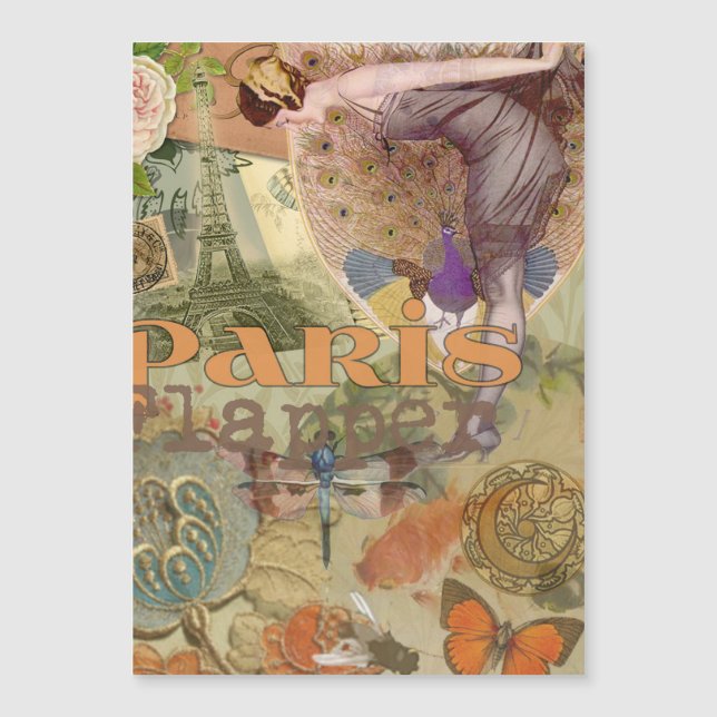 Arte Deco Collage de Pavo Real Flapper de París Vi (Anverso)