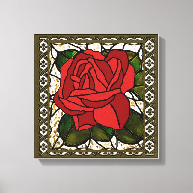 Arte Deco de Rosa Roja Vintage (Anverso)
