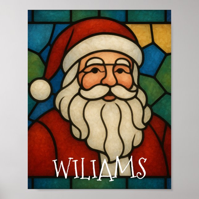 Arte Deco de Vidrio Emplomado de Santa de Navidad  (Frente)
