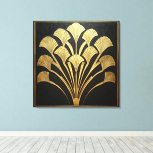 Arte Deco Flor Jeroglífico Dorado Egipcio