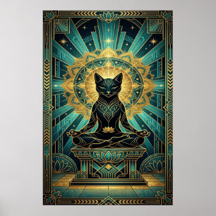 Arte Deco Gato Pirámide Egipcia Arte de Pared