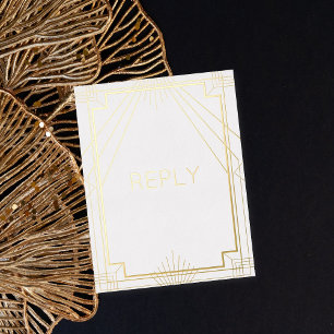 Arte Deco Geométrico de Hoja Real Tarjeta de RSVP
