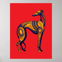 Arte Deco Geométrico del Galgo en Color Intenso
