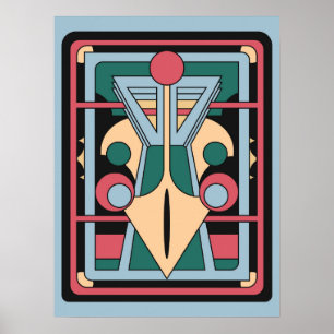 Arte Deco Geométrico Futurista Retro Pavo Real