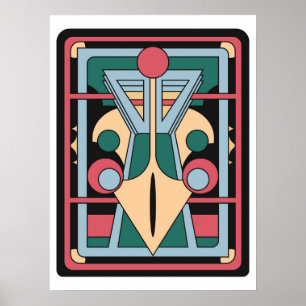 Arte Deco Geométrico Futurista Retro Pavo Real
