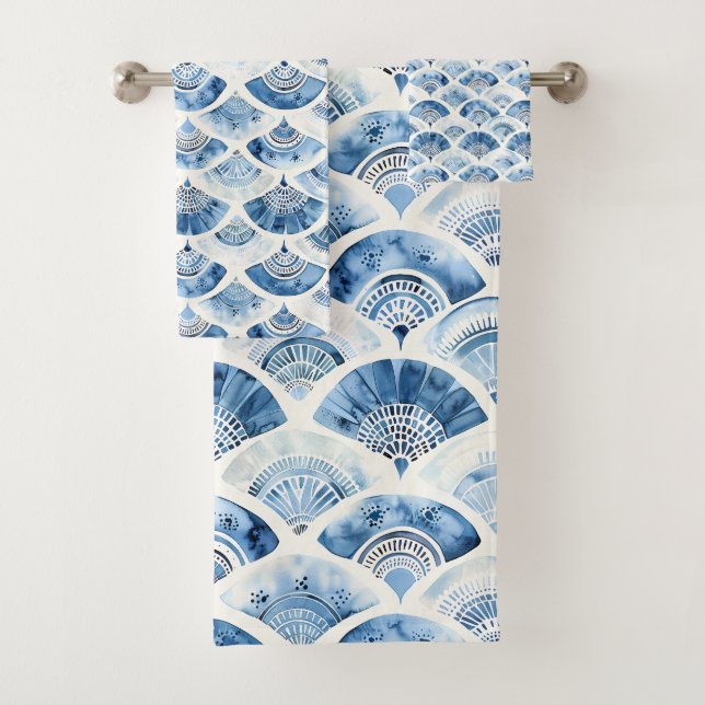 Arte Deco geométrico gradiente acuarela azul océan (In situ)
