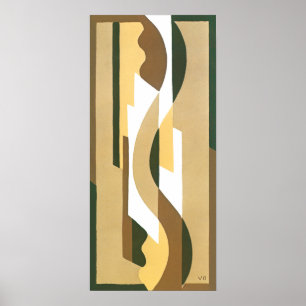Arte Deco Jazz Curva Patrón Colores de Otoño Vinta