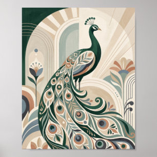 Arte Deco Pavo Real Arte de Pared Póster Botánico