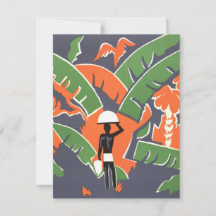 Arte Deco Vintage de Viajes, Indígena en la Selva 