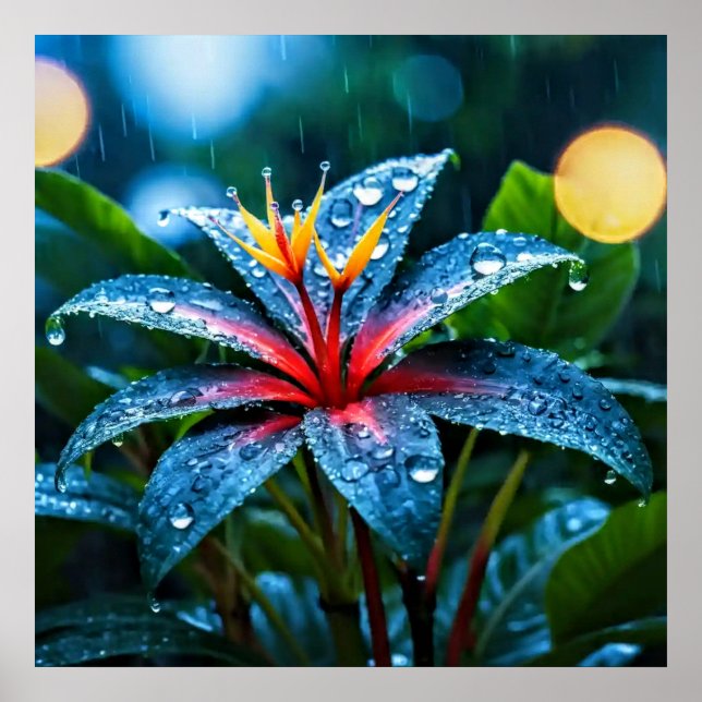 Arte Decorativo - Caída De Lluvia En Las Hojas #3 (Frente)