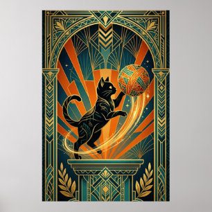Arte decorativo de gato con trofeo de pez para par