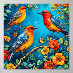 Arte Decorativo de Pájaros Antiguos para Pared   N