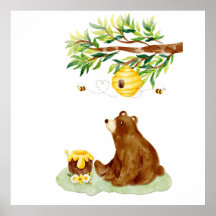 Arte decorativo mural de oso pardo y colmena en ac