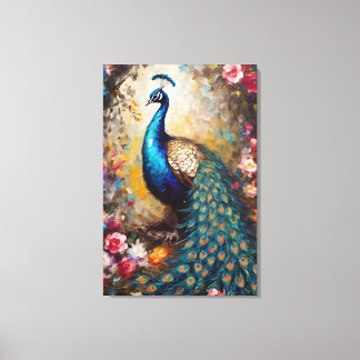 Arte decorativo pavo real con hermosas flores