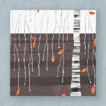 Arte del árbol del paisaje invernal<br><div class="desc">El último de las hojas. Minimalista paisaje contemporáneo con un árbol a finales de otoño o otoño, al comienzo del invierno con hojas coloridas brillantes en caída sobre un fondo abstracto monocromo negro y blanco. Arte original de Nic Squirrell.</div>