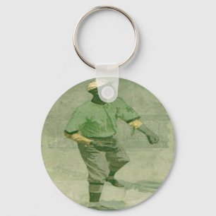 Arte del béisbol del llavero en estilo del vintag