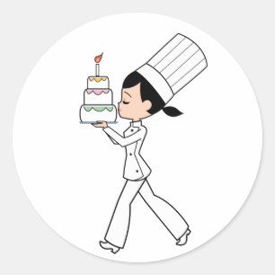 Arte del cocinero con el pegatina redondo del