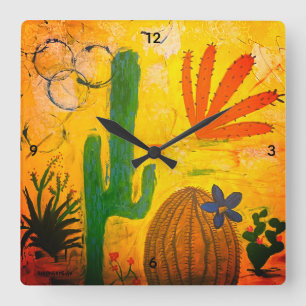 Arte del desierto del reloj de pared
