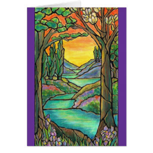 ¡ARTE del diseño del vitral del paisaje de