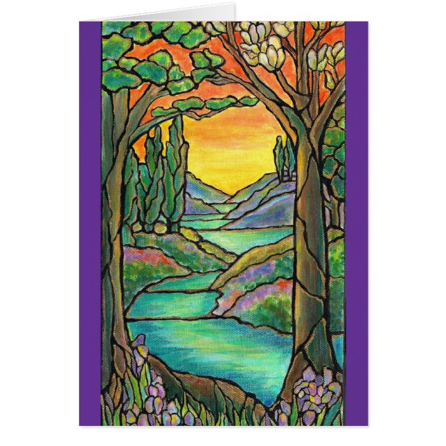 ¡ARTE del diseño del vitral del paisaje de (Frente)
