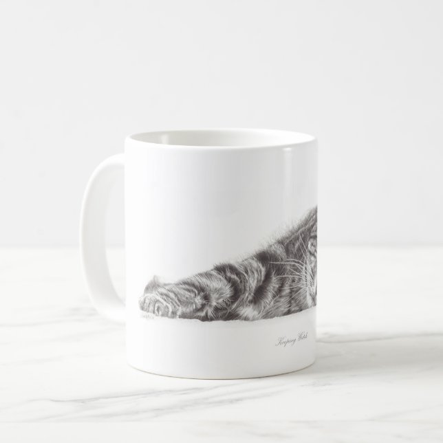 Arte del gato de Tabby, taza del gato, taza para (Anverso izquierdo)