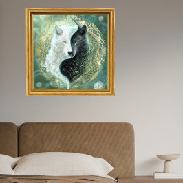 Arte del lobo Yin Yang - Obra de arte fantástica