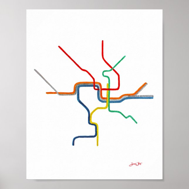 Arte del mapa del metro de Washington DC (Frente)