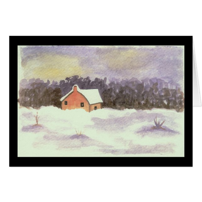 Arte del paisaje de la acuarela poca nieve del (Anverso (Horizontal))