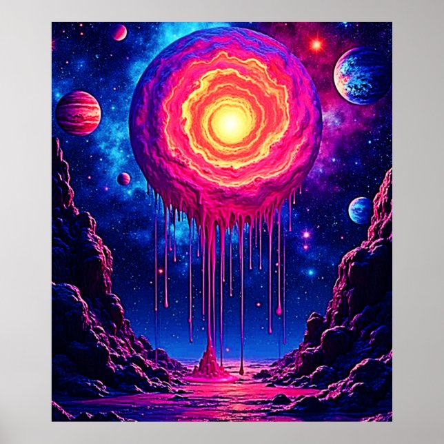 Arte del planeta cósmico que gotea (Frente)