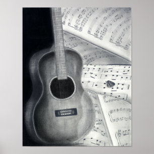 Arte del poster de la guitarra y de la partitura
