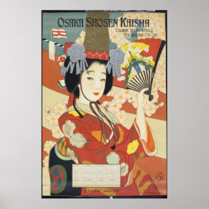 Arte del poster del viaje de Osaka Shosen Kaisha